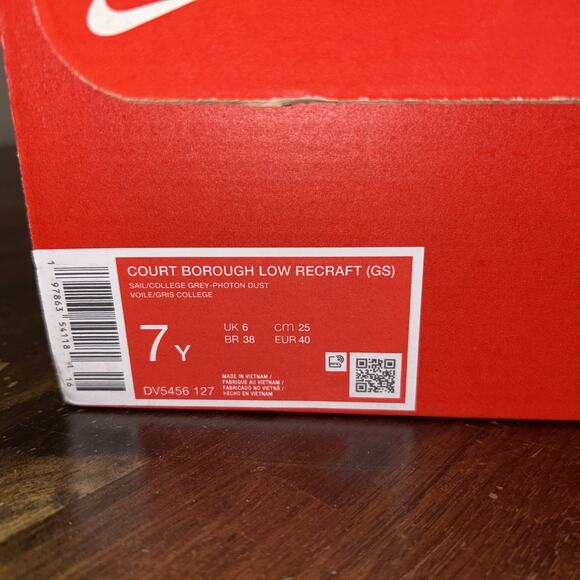 Nike Court Borough Low Recraft 7Y Sail/College Grey Photo Dust New W/Box - Picture 15 of 15